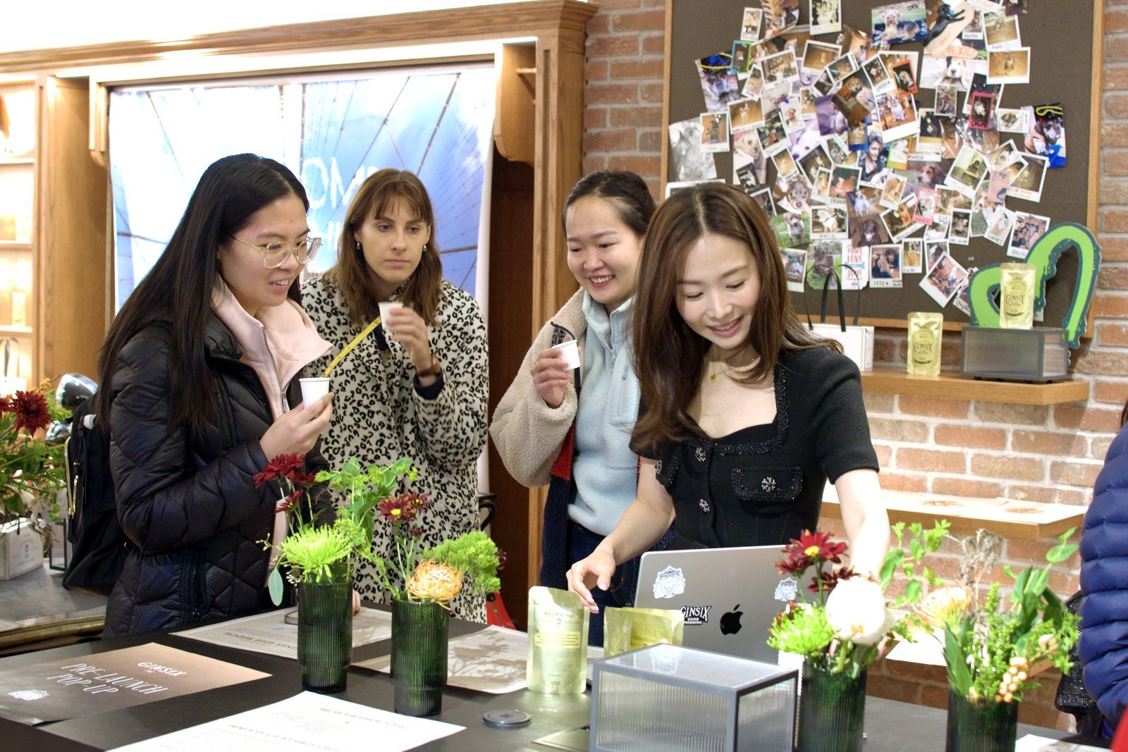 Guests inside the GINSIX x Kiehl's activation in NYC